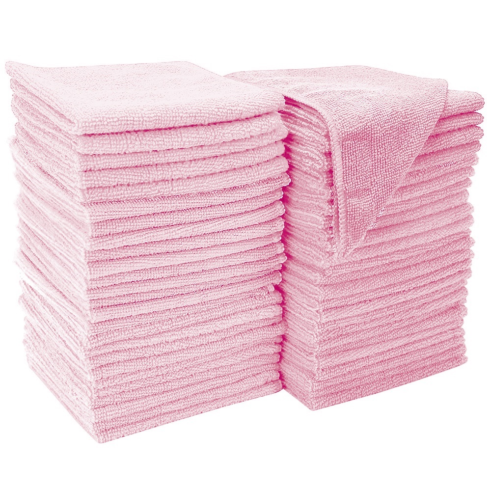 MAXIGLEAM Red/Pink Microfibre Cloths Case of 200 Cloths 40x40cm